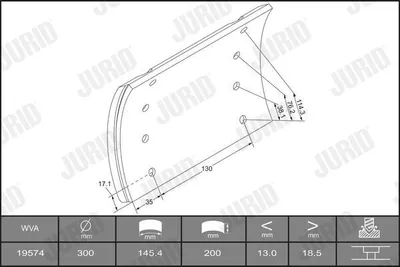 Produktbild von JURID Bremsbelagsatz Trommelbremse 1957424040 Hinten 20mm 145mm 200mm Schachtel 8,255kg