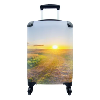 Produktbild von MuchoWow® Koffer Handgepäck Trolley Rollkoffer Kleine Reisekoffer mit 4 Rollen - Sonne - Natur - Landschaft - Cabin Size < 55x40x23 cm & 55x40x20 cm - Fotokoffer - Kabinenkoffer - Boardgepäck - Reise-Box - Reisekoffer - Reisegepäck - Koffer mit Bild - Trolley für Kinder