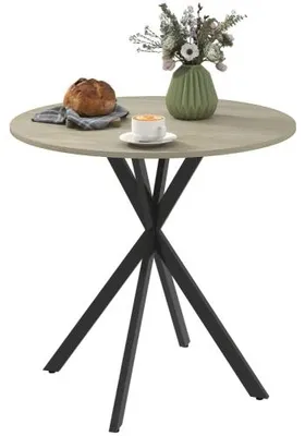 Produktbild von Kuechentisch Rund 80 x 80 x 75 cm Eiche 2 Personen Stahlbeine Esstisch Industriestil Esszimmer