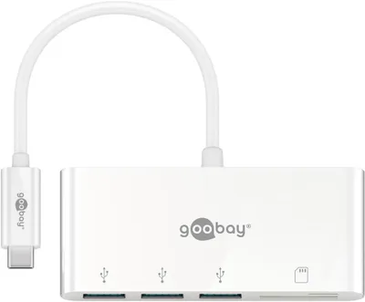 Zdjęcie produktu dla Goobay 62097, Przewodowa, USB 3.2 Gen 1 (3.1 Gen 1) Type-C, Biały, MicroSD (TransFlash), CE, WEEE, 95 mm