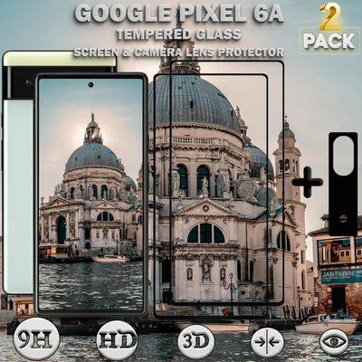 Obrázok produktu pre 2-balenie Google Pixel 6A Ochranné sklo na displej & 1-balenie ochrana objektívu - Tvrdené sklo 9H - Super kvalita 3D