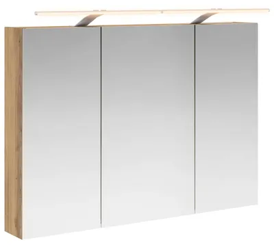 Zdjęcie produktu dla Szafka łazienkowa z lustrem vidaXL, styl rustykalny, dąb, 100 x 14,5 x 70 cm