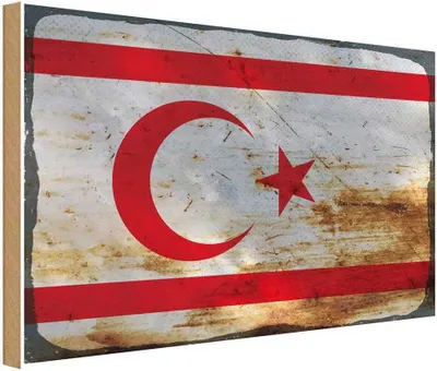 Produktbild von vianmo Holzschild 30x40 cm Nordzypern Flagge Fahne Wappen