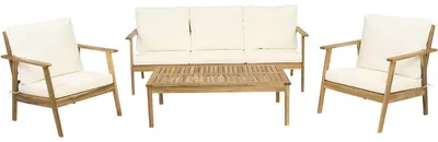 Produktbild von Gartenmöbel aus Akazienholz mit Kissen "Chilwell" - 5 Sitzplätze - Beige