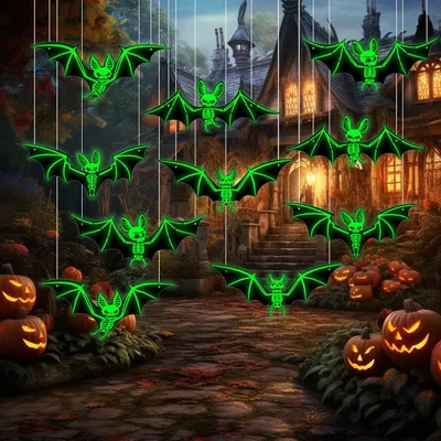 Obrázok produktu pre Dekorácia na Halloween – netopiere, 10 kusov, vhodné na vonkajšie použitie
