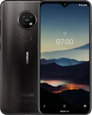 A black Nokia smartphone is shown from the front and back.