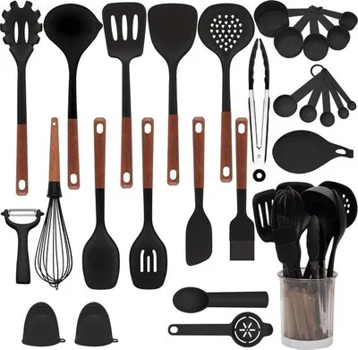 Produktbild von Famanu Kochgeschirrset 28-teilig - Hitzebeständig, Schwarz