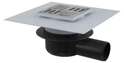 Obrázok produktu pre Podlahová vpusť bočná DN50, mriežka nerez 105mm, suchá uzávera