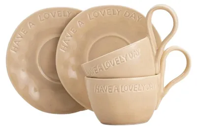 Produktbild von HOMLA Tassenset mit Untertassen ISERNIA beige 2er-Set