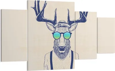 Produktbild von Bild auf Leinwand - Leinwandbild - Hirsch Abstraktion - 160x90cm - Wand Bild - Wanddeko - Leinwanddruck - Bilder - Kunstdruck - Wanddekoration - Leinwand bilder - Wandkunst - DL160x90-3808