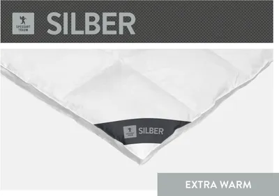 Produktbild von Spessarttraum Daunendecke Silber, Füllung: 100% Daunen, Bezug: 100% Baumwolle Größe 200 x 200 cm Wärmeklasse extrawarm