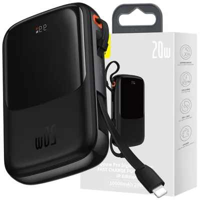 Produktbild von Baseus Qpow Pro 10000mAh Powerbank 20W + USB-C Kabel 3A – Schwarz, International Edition