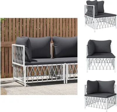 Produktbild von vidaXL Garten-Ecksofa mit Kissen Weiß Gewebe -  Gartensofaelemente