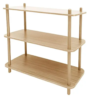 Produktbild von Mica Decorations Jeff Wandregal aus 100%em Holz - Wandregal mit Drei Ablagen für Bücher und Dekoration - Wandboard im Skandinavischen Stil - 80 x 30 x 79 cm - Hellbraun
