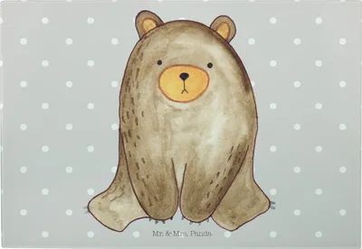 Produktbild von Mr. & Mrs. Panda Schneidebrett Bär sitzend - Grau Pastell - Geschenk, Teddy, Servierplatte, Glas-Schneidebrett, Vesperplatte, Frühstücksbrett, Glasschneidebrett
