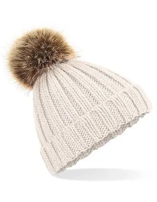 Produktbild von Beechfield Junior Faux Fur Pom Pom Chunky Beanie
