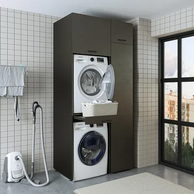 Immagine prodotto di Mobile lavatrice Roomart DUO-I, larghezza 112 cm, finitura nero rovere