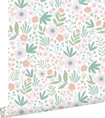 Immagine prodotto di ESTAhome carta da parati fiori verde, arancione e lilla 50 x 900 cm