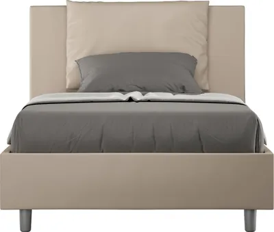 Produktbild von ITYHOME - Gepolstertes Bett mit Bettkasten 120x190 mit Kunstlederbezug Taubengrau Antea