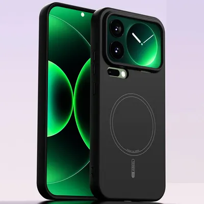 Produktbild von Magnetische Handyhülle für Xiaomi 17 Pro Max, MagSafe kompatible, Flüssig Silikon Stoßfest Kratzfest Hülle Schwarz