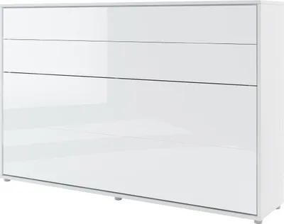 Produktbild von Mirjan24 Wandklappbett Bed-Concept BC-05 120x200 Horizontal, Stilvoll Funktionsbett mit Leistenlattenrost (Farbe: Weiß Matt / Weiß Hochglanz)