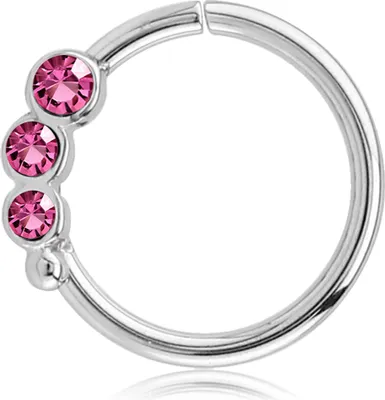 Produktbild von viva-adorno Knorpel Piercing Ring Kristall Ohrpiercing Helix Cartilage Tragus Nasenring 316L Chirurgenstahl verschiedene Farben Z489,Ring 3x silber / pink