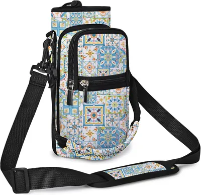 Produktbild von Trinkflaschenhalter 750 ml, Neopren, verstellbarer Schultergurt, Handytasche, für Fitness