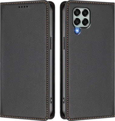 Image de Housse de téléphone portable pour Samsung Galaxy M33 5G, Cuir synthétique Housse à rabat antichoc magnétique avec support Noir