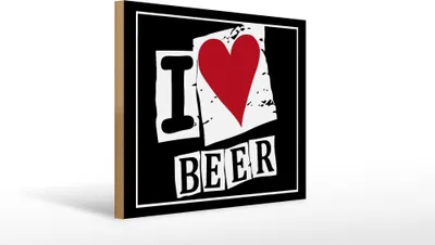 Produktbild von Holzschild  I Love Beer, 40 x 30 cm, Holzschilder Spruch Getränke Alkohol Bier