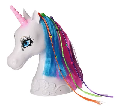 Produktbild von Einhorn Frisierkopf für Mädchen Styling Spiel mit Diadem, bunten Strähnen,