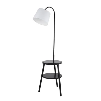 Produktbild von Cresta Zeitgenössische Stehleuchte Stahl Weiß Holz Schwarz 1 Licht E27