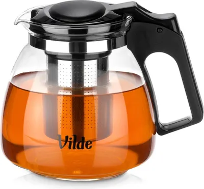 Image de Vilde | Théière avec filtre - 1,15 L - Verre borosilicaté - Filtre en acier inoxydable - Résistant à la chaleur - Pour le thé en vrac