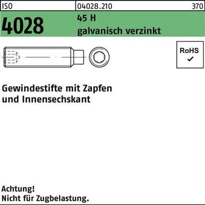 Produktbild von Reyher  Gewindestifte ISO 4028 45 H M 5 x 8 galv. vz (1000 Stück)