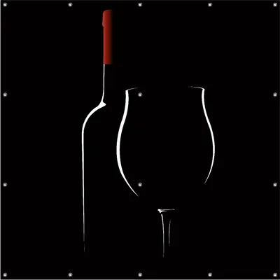 Produktbild von Wallario Outdoor-Poster für Garten oder Balkon, Motiv Rotwein bei Nacht, in ca. 180 x 180 cm