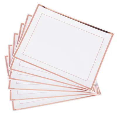 6 weiße Plastiktabletts mit Roségoldrand, 30x23 cm