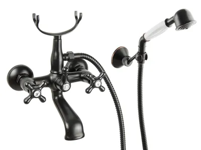Produktbild von PaulGurkes schwarze Badewannen Armatur Wannenarmatur Handbrause Zweigriffmischer