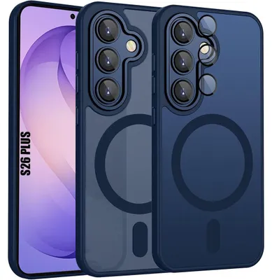 Image de Coque pour Samsung Galaxy S26 Plus, avec Cercle Magnétique et Protection Caméra Anti-Rayures Bleu Marine