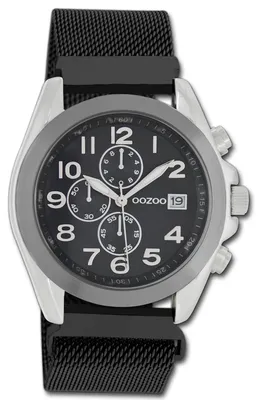 Zdjęcie produktu dla Zegarek damski Oozoo, czarny, metalowy bransoleta, mechanizm kwarcowy, wskazówki analogowe, model D3UOC10733