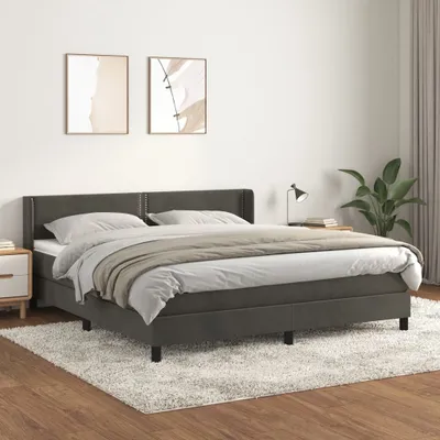 Produktbild von Design Möbel Boxspringbett mit Matratze Dunkelgrau 160x200 cm Samt - 2024 Neu