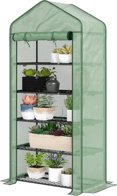 Produktbild von Gewächshaus für den Balkon – Mini-Gewächshaus – Pflanzenanbau – 5 Etagen – 90 x 49 x 193 cm – Grün