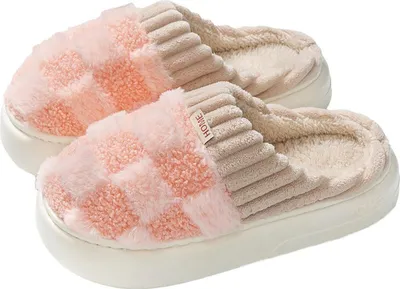 Produktbild von Hausschuhe Damen, Flauschige Damen Plüsch Warme Pantoffeln für drinnen und draußen, Rosa, Größe: 38-39