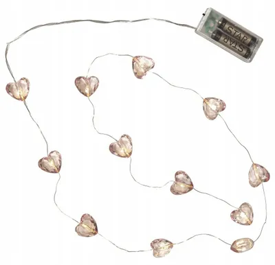 Image de Guirlande cœurs LED VALENTINE à piles rose