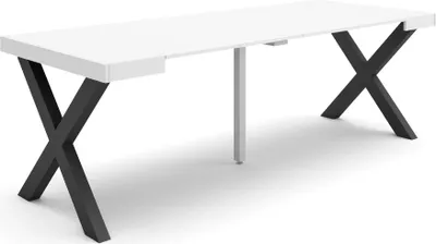 Produktbild von Ausziehbarertisch, 222x90x73cm, Für 10 Gäste, Massivholz Beine, Weiß