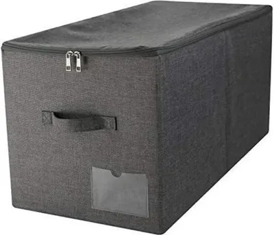 Image de Amonsen 60L Très grand bac de rangement pour couettes avec couvercle Noir Gris
