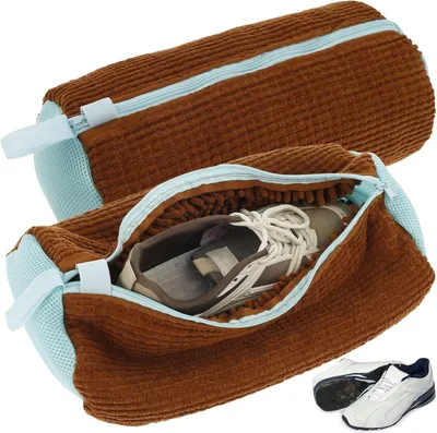 Produktbild von Waschbeutel – Waschmaschinenbeutel – Zum Waschen von Schuhen – Mit Reißverschluss – 39 x 19 cm – Braun