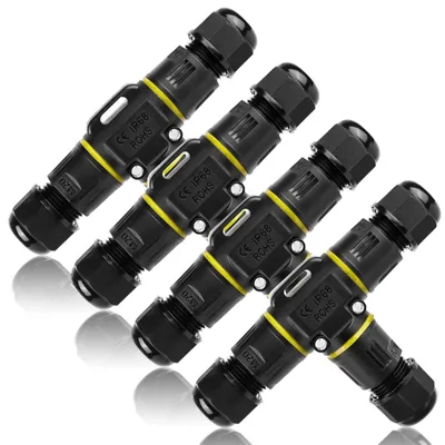 Zdjęcie produktu dla Złącze kablowe wodoodporne - 3-pinowe - IP68 - Ø 3-12 mm - 4 sztuki