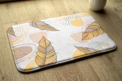 Produktbild von Badteppich Saugfähige - Badezimmer Teppich - Rutschfester Badvorleger Badematte - 75x45 cm - Gelbe Blätter