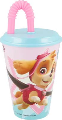 Produktbild von Paw Patrol Skye Kinder Trinkbecher Mehrweg mit Deckel und Trinkhalm 430 ml BPA frei