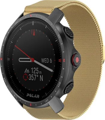 Produktbild von Strap-it Milanese Armband - Kompatibel mit Polar Grit X ProArmband Ersatzarmband Edelstahl Armband mit Magnetverschluss Sportuhr zubehör für smartwatch 22mm Armband Gold