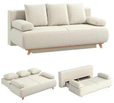 Produktbild von Schlafsofa mit verstellbarer Rückenlehne, Bettfunktion, verstecktem Stauraum und Cordbezug, Beige